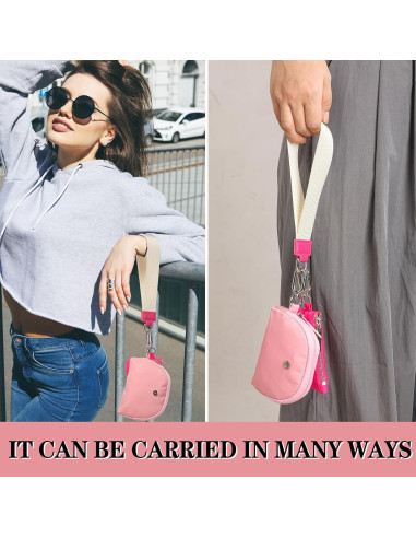 Cartera de Llave con Muñequera para Mujeres Doble Cierre