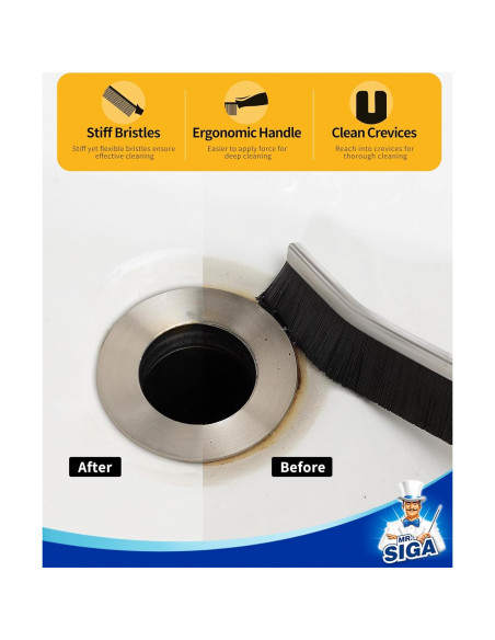Cepillo de Limpieza de Grietas MR.SIGA, Juego de 5, Negro