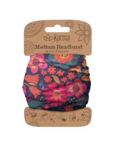 Diadema Elástica de Tela Karma - Retro Floral Púrpura - Mediana