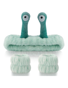 Juego de diadema y pulsera SuPoo de microfibra verde 3 piezas