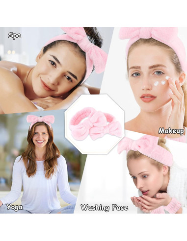 Diademas de Spa Rosa Casoty - 8 Pcs Suave Franela Coral
