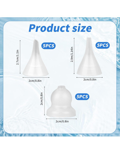 15 Puntas de Repuesto Silicona Aspirador Nasal Bebés