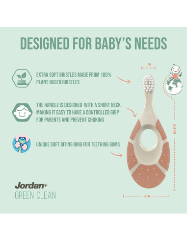 Cepillo de Dientes Jordan Green Clean Bebés 0-2 Años - 3 Unidades