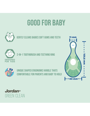 Cepillo de Dientes Jordan Green Clean Bebés 0-2 Años - 3 Unidades