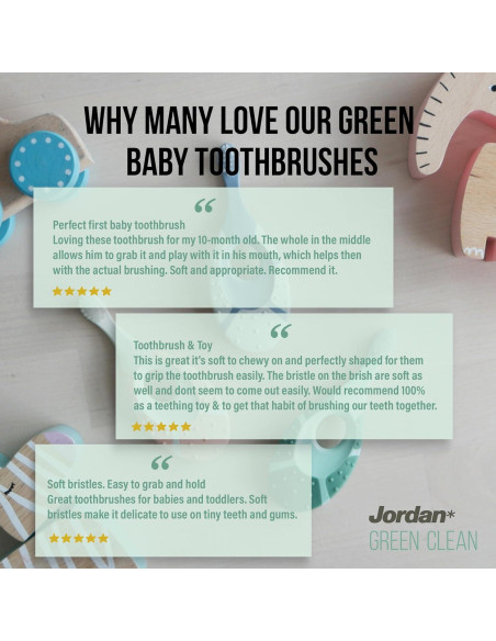 Cepillo de Dientes Jordan Green Clean Bebés 0-2 Años - 3 Unidades