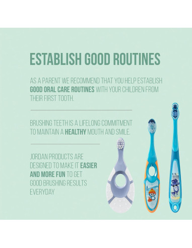 Cepillo de Dientes Jordan Green Clean Bebés 0-2 Años - 3 Unidades