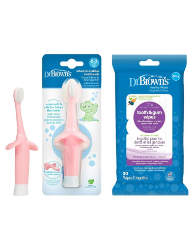 Cepillo de Dientes de Entrenamiento Dr. Brown Elefante Rosa 0-3 Años