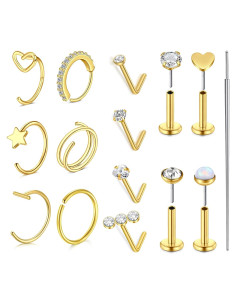 Anillos de Nariz VCMART 20g Acero Inoxidable Hipoalergénico