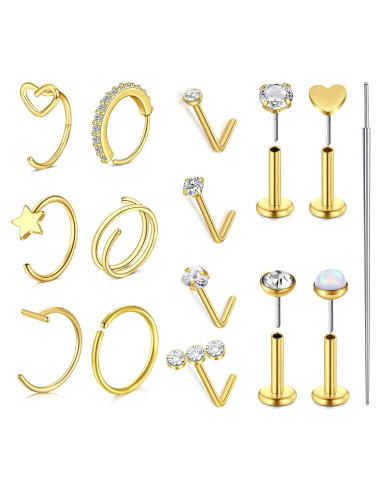 Anillos de Nariz VCMART 20g Acero Inoxidable Hipoalergénico