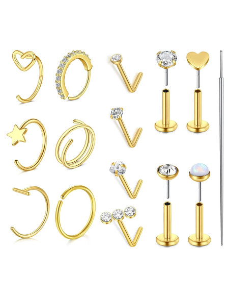 Anillos de Nariz VCMART 20g Acero Inoxidable Hipoalergénico