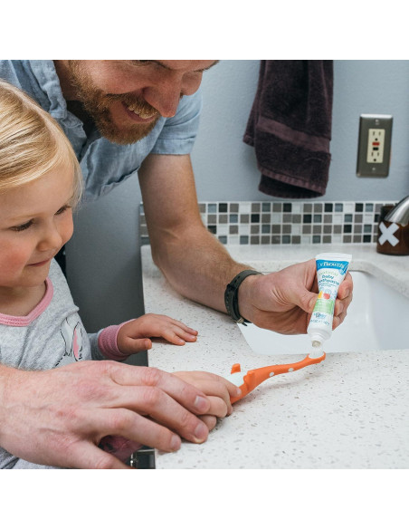 Cepillo de Dientes para Niños Dr. Brown Dinosaurio Verde y Naranja - Paquete de 2