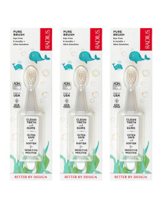 Cepillo de dientes RADIUS Puro para bebés 6-18 meses - 3 unidades