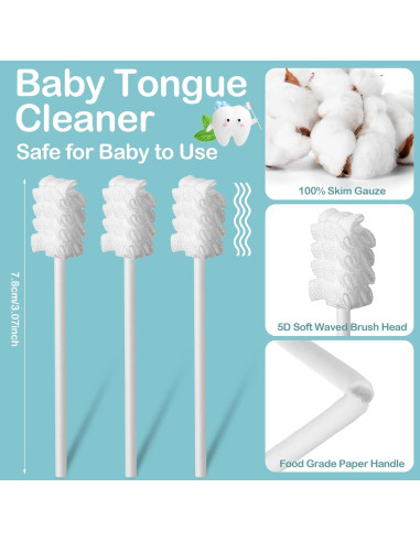 200 Piezas Limpiador de Lengua Bebé Singhoow Azul
