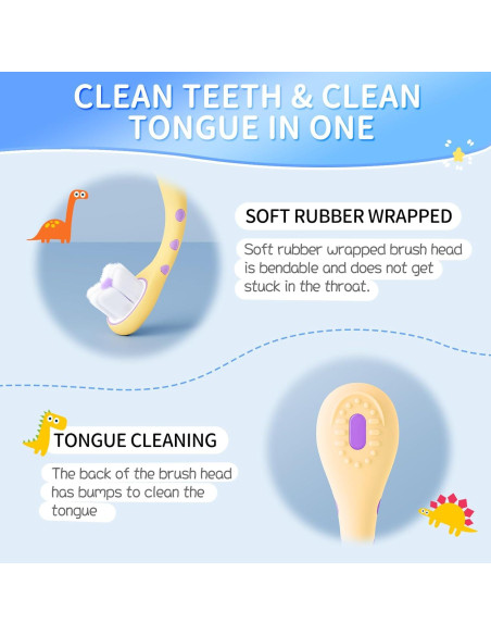 Cepillo de Dientes para Niños Lonlown - Dinosaurio Suave x2