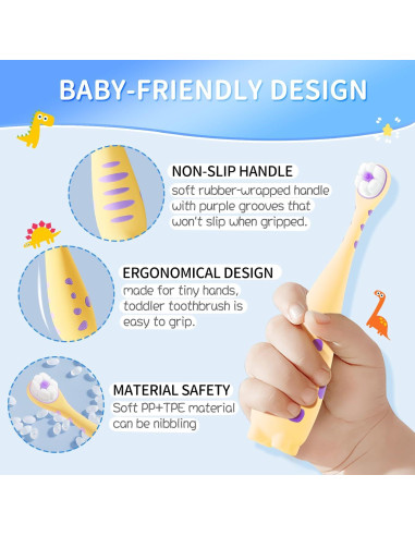 Cepillo de Dientes para Niños Lonlown - Dinosaurio Suave x2
