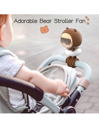 Ventilador Clip On KinYiLO para Bebé Oso 4 Velocidades Recargable