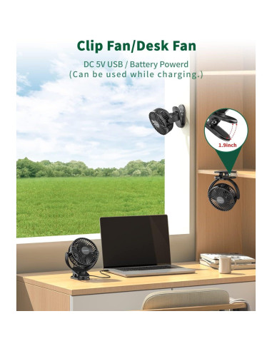 Ventilador Portátil Clip Dorobeen Recargable 3 Velocidades