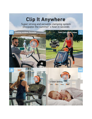 Ventilador Clip DUKUSEEK YA0038-ORG 20000mAh con Luz LED