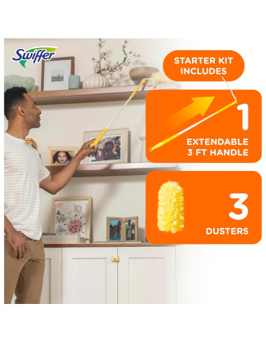 Kit de Limpieza Swiffer Duster Heavy Duty con Mango Extensible 0.91m y 3 Recambios