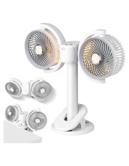Ventilador de Clip Doble Cabeza Keledz Y-6 Recargable 360 Ventilador de Clip Doble Cabeza Keledz Y-6 Recargable 360