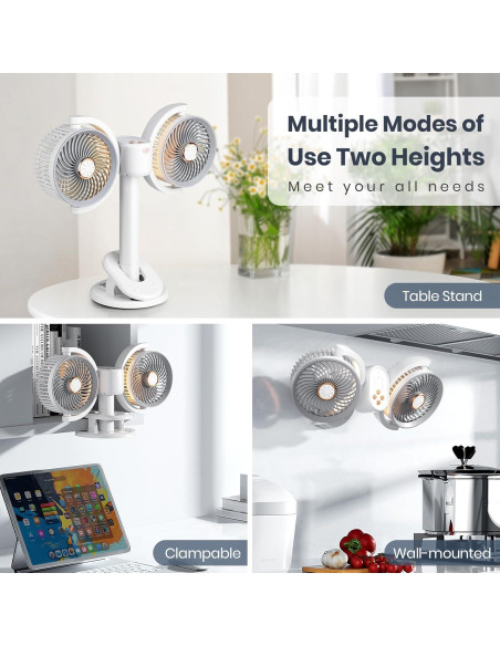 Ventilador de Clip Doble Cabeza Keledz Y-6 Recargable 360 Ventilador de Clip Doble Cabeza Keledz Y-6 Recargable 360