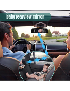 Espejo de Coche para Bebé Vehequny Irrompible Ajuste Universal 2