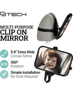 Espejo Convexo Irrompible para Bebé CJ TECH 25x18.5cm 2