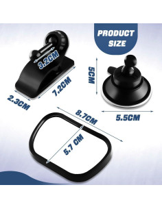 Espejo Retrovisor de Coche Lecctso Ajustable 360 Negro 2