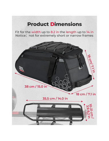 Bolsa de Maletero KEMIMOTO 13L Resistente al Agua para Bicicleta
