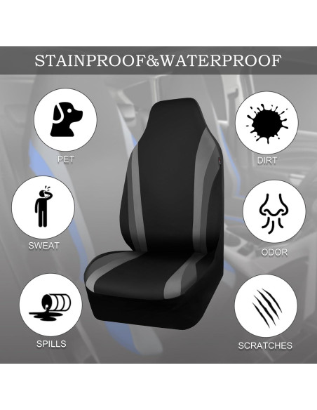 Fundas de Asiento de Coche CAR PASS Neopreno Impermeable Negro y Gris
