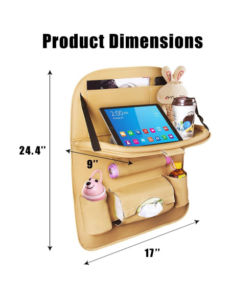 Organizador de Asiento Trasero de Coche TooCust 2 Paquete Beige