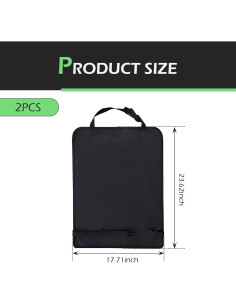 Funda de Asiento Trasero leechio 2 PCS Negra a Prueba de Niños 2