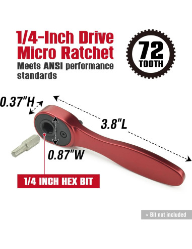 CROM Mini Ratchet 1/4" - Controlador de Bit Hexagonal