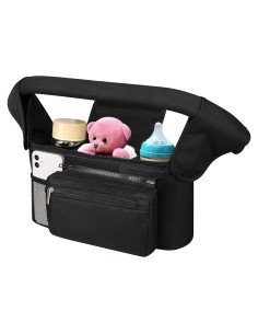 Organizador de Cochecito Hranio Negro - Soporte para Taza y Accesorios