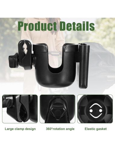 Soporte 2-en-1 para Taza y Teléfono Motthjcw Negro