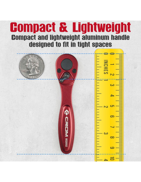 CROM Mini Ratchet 1/4" - Controlador de Bit Hexagonal
