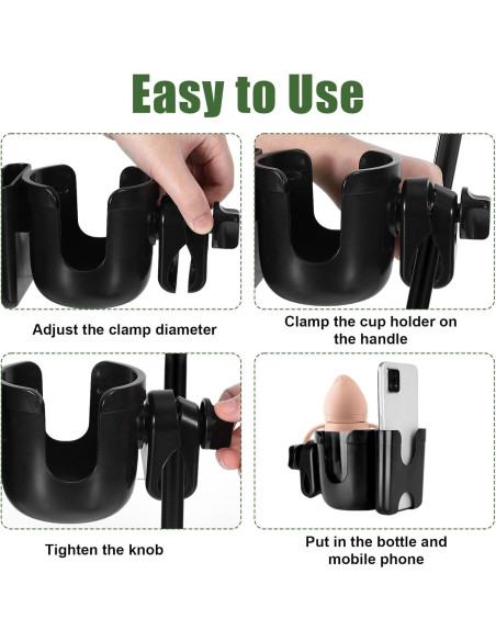 Soporte 2-en-1 para Taza y Teléfono Motthjcw Negro