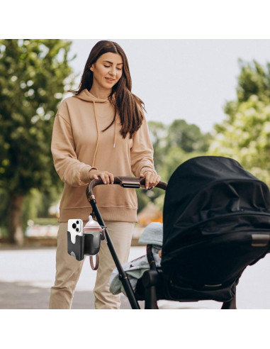 Soporte 2-en-1 para Taza y Teléfono Motthjcw Negro