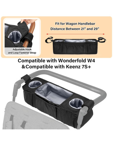 Consola para Padres de Carro Wonderfold W4 y Keenz 7S+, Negro