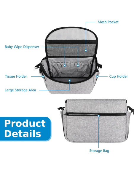 Organizador Universal para Carriola Accmor - Bolsa Gris 249g Organizador Universal para Carriola Accmor - Bolsa Gris 249g