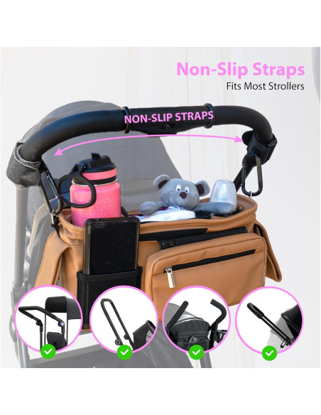 Caddy para Cochecito Mama Lubu de Cuero Vegano Impermeable