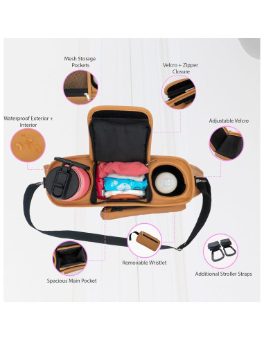 Caddy para Cochecito Mama Lubu de Cuero Vegano Impermeable