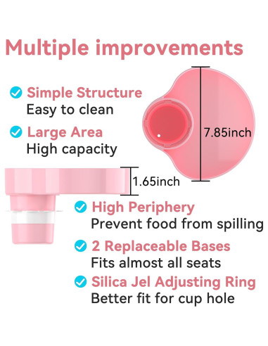 Bandeja para Asiento de Auto SSPONT Rosa con Portavasos