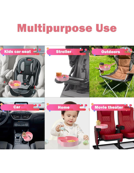 Bandeja para Asiento de Auto SSPONT Rosa con Portavasos