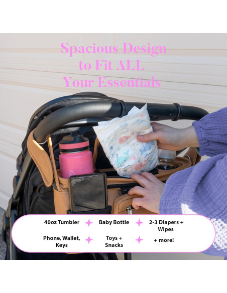 Caddy para Cochecito Mama Lubu de Cuero Vegano Impermeable