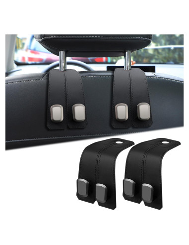 Ganchos Dobles para Reposacabezas Elegananccy - Organizador de Coche Negro