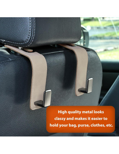 Ganchos de respaldo de asiento Toiyason 2 unidades beige