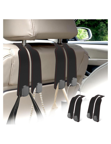 Ganchos para Asiento de Coche Deller 2 en 1 - Almacenamiento Negro