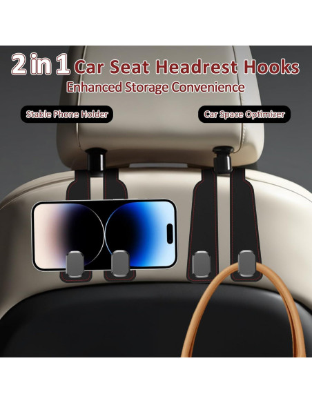Ganchos para Asiento de Coche Deller 2 en 1 - Almacenamiento Negro Ganchos para Asiento de Coche Deller 2 en 1 - Almacenamiento Negro