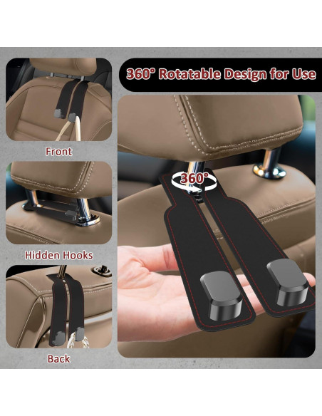 Ganchos para Asiento de Coche Deller 2 en 1 - Almacenamiento Negro Ganchos para Asiento de Coche Deller 2 en 1 - Almacenamiento Negro